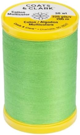 Coats & Clark Cotton All Purpose Sewing Thread 100% Mercerized Cotton 225 Yards Each Spool S970 2 Pack Bundle with 3 Bella's Crafts Needle Threaders (Lime)