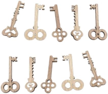 COHEALI 100 Pcs Wood Key Slices Vintage Style DIY Craft Charms for Scrapbooking Handmade Decorations Christmas Tree Ornaments