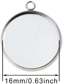 Shapenty Stainless Steel Round Bezel Blanks Pendant Trays for Earrings Bracelet Necklace Keychain DIY Craft Resin Glass Cabochon Jewelry Making Projects Christmas Gift Hanging Charms, 50PCS (16mm)