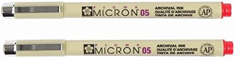 SAKURA PIGMA MICRON 05 FINELINER PEN, 0.45MM LINE WIDTH, PACK OF 2 (Red)