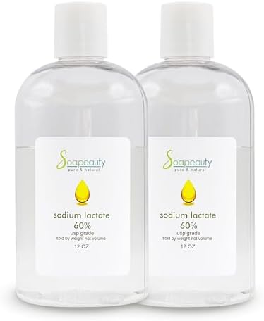 SODIUM LACTATE for Soap Making & Lotions | 60% USP Pure Natural Preservative | Harder Bar of Soap, Bigger Yield, Faster Cure Time, Provides Moisture | 24 oz (Pack of 2 x 12 oz)