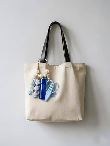 MEYAGO Needlepoint Bag Charm Tool Kit with Mini Embroidery Scissors, Needle Threader, Needle Holder Tube & Gold Keyring, Portable Embroidery Accessories for Cross Stitch Sewing DIY Crafts (Blue)