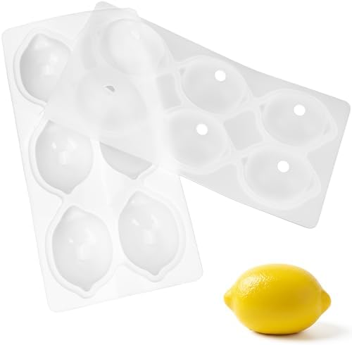Lemon Silicone Mold – 6-Cavity 3D Fruit Shaped Cake Chocolate Jelly Fondant & Ice Cream Molds for DIY Baking Pastry Desserts Pudding Candle Making Non-Stick Multi Use Kitchen Tray for Homemade Treats