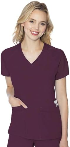 Med Couture Touch Scrub Top for Women Raglan Sleeve 6 Pockets Modern Fit