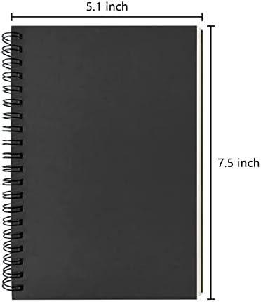 DSTELIN Blank Spiral Notebook, 6-Pack, Soft Cover, Sketch book, 100 Pages / 50 Sheets, 7.5 inch x 5.1 inch, 100GSM, (Black)
