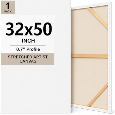 Professional Blank Stretched Canvas for Painting – Extra Large 32x54,36x48,32x46,32x50,32x54 Inch - Thick 0.71 inch 100% Cotton Primed Panels Frame White Canvas for Acrylic, Oil Watercolor (32x50)