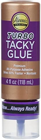 Aleene's Turbo Tacky Glue for Crafts in Always Ready Bottle, Strong Bond Adhesive, Nontoxic, Dries Clear, 4 fl oz