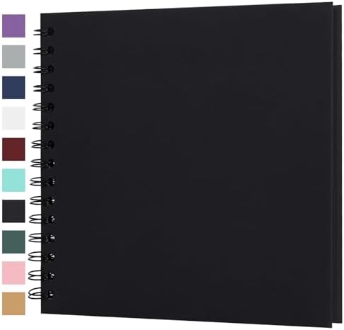 Scrapbook Album 8x8 Inches 40 Pages Hardcover Kraft Paper Black