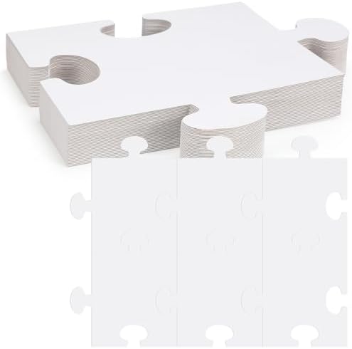 30 Pcs Blank Puzzle Pieces White 12 x 11 Inch DIY Kids Adults