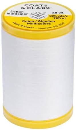 Coats & Clark Cotton All Purpose Sewing Thread 100% Mercerized Cotton 225 Yards Each Spool S970 2 Pack Bundle with 3 Bella's Crafts Needle Threaders (White)