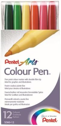 Pentel Arts Color Pen, 12-Color Set (S360-12)