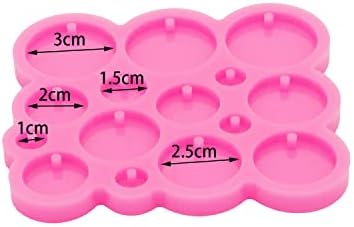 1pc Glossy Circle Diameter 1cm 1.5cm 2cm 2.5cm 3cm Resin Silicone Keychain Molds, Round Epoxy Mold with 10PC Key Ring(DY1303)