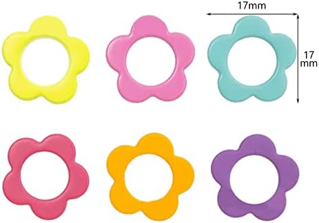 Hilsayum 60PCS Multicolor Stitch Markers Flower Shape Metal Ring Stitch Stoppers Mini Crochet Locking Markers with Wooden Storage Box (Multicolor)