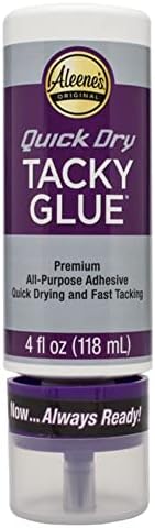 Aleene's Quick Dry Tacky Glue for Crafts in Always Ready Bottle, Nontoxic, Dries Extra Fast and Clear, 4 fl oz