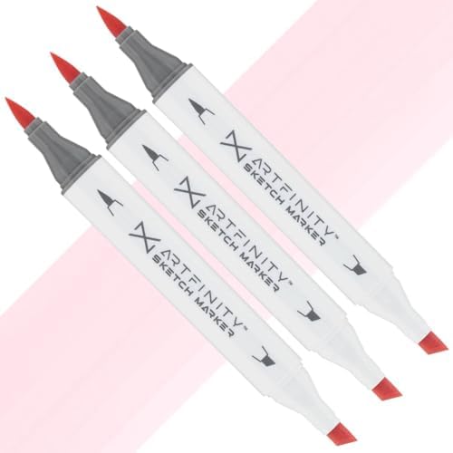 Artfinity Sketch Markers - Set of 3 - Deco PEach R7-1, Vibrant, Professional, Dye-Based Alcohol Markers for Artists, Drawing, Travel, & More