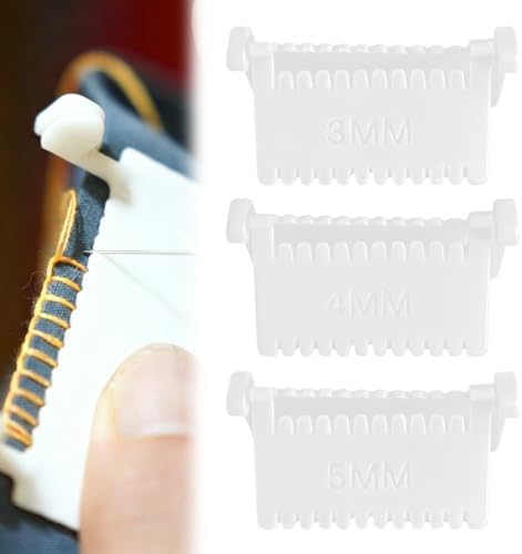 Edge Stitch Lock and Sewing Gauge, 2026 New Clip-On Sewing Ruler, 3mm 4mm 5mm Spacing, Quilting Template for Hand Sewing, Even Stitches for Beginners (3pcs White)