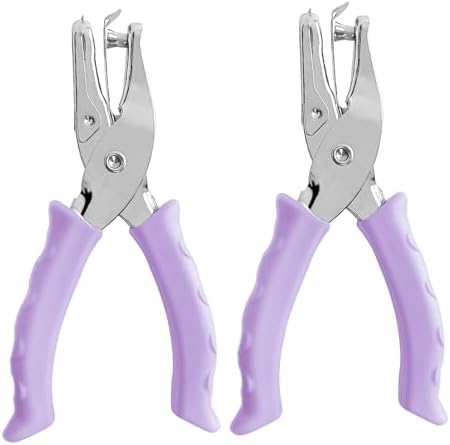 Single Hole Punch Paper Hole Puncher for Crafts, Hole Punch for Kids and Adults, Hole Punchs with Purple Soft Grip Handle, Handheld Circle Punch for Paper Crafts in Home, Office, Classroom, 2 Pack