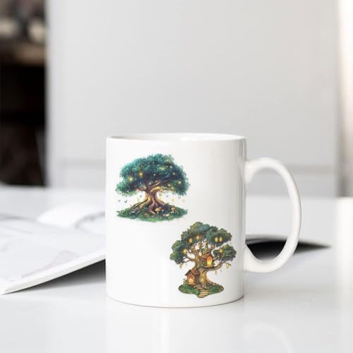 50pcs Fantasy Magic Tree Stickers Pack – Clear Waterproof Scrapbook Decals for Journaling, Diary, Collage, Laptop, Water Bottle, Planner, Aesthetic Nature Forest Tree of Life Sticker