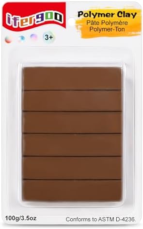 ifergoo 100g Brown Polymer Clay, 3.5oz Oven Bake DIY Modeling Clay for Kids