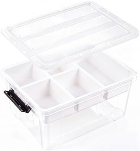 AREYZIN 17QT Clear Craft Organizers and Storage Box with Removable Tray