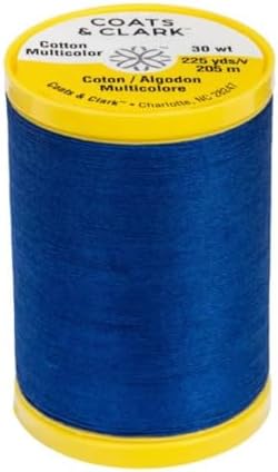 Coats & Clark Cotton All Purpose Sewing Thread 100% Mercerized Cotton 225 Yards Each Spool S970 2 Pack Bundle with 3 Bella's Crafts Needle Threaders (Yale Blue)