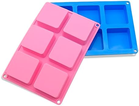 Bangp 4 Pack Square Soap Molds,6-Cavity Non-Stick Silicone Cake Molds,Square Ice Cube Trays,Square Silicone Molds for Chocolate,Cupcake, Cornbread, Muffin,Soap