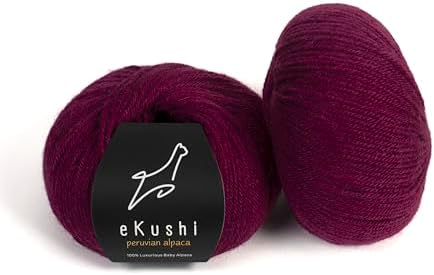 100% Baby Alpaca Yarn for Knitting & Crocheting - Set of 2 Skeins of Premium Yarn DK - Lightweight, Hypoallergenic & Thermal Peru Made - Ideal for Delicate Projects (RE058 - Boysenberry)