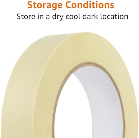 Amazon Basics Masking Tape for Light Duty Applications, Labeling, Easy Removal, Tears by Hand, 0.94" x 180', Beige, 6 Rolls
