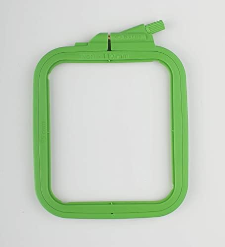 Nurge Square Embroidery Hoop - Plastic Cross Stitch Frame for Needlepoint & Embroidery - Adjustable Craft Hoop - Green - No:1 (X Small)