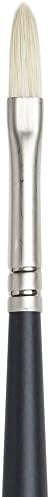 Winsor & Newton Artists' Oil Hog Paint Brush, Long Handle Size 1, Filbert | Handcrafted with interlocked Chungking bristles; Have spring, stiff, & flagged allowing large amounts of colour to be carried