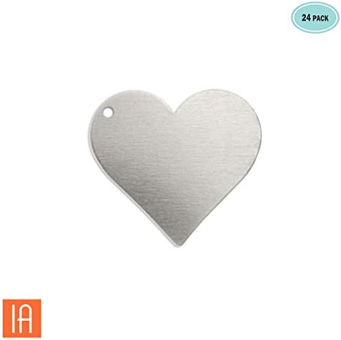 ImpressArt - Premium Metal Stamping Blanks for Metal Stamping and Jewelry Making (24 Pack) (3/4" Heart w/Hole, Aluminum)
