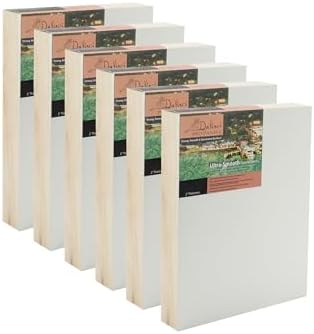 Da Vinci Pro Ultra Smooth Wood Canvas Gesso Board - 2" Deep, 8x8 Pack of 6 White Acrylic Polymer Gesso Panels for Painting Fine Portraits and Ultra Fine Detail Illustrations and Artwork