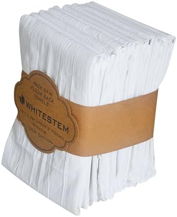 Flour Sack Towels | Tea Towel for Crafts | Kitchen | Dish | Cotton Blank Towel for Embroidery | Baking Bread Proofing Linen Cover | Super Absorbent Quick Dry | 12 Pack 18"x28" White