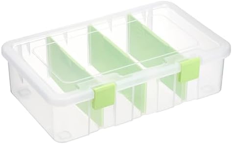 BTSKY Clear Plastic Dividing Storage Box with 4 Compartments Sewing Box