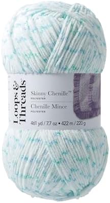 Loops & Threads Skinny Chenille Multi Yarn - Yarn for Knitting, Crochet, Weaving, and Arts & Crafts - Parrot Multi, Polyester, 7.7 oz