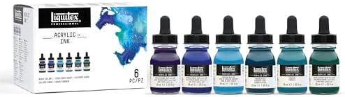 Liquitex Professional Acrylic Ink, 1-oz, Aqua Color Set, Set of 6