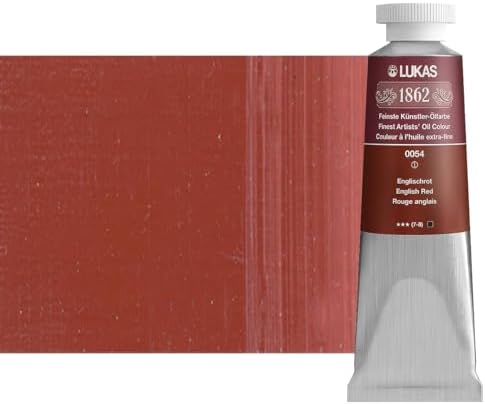 Lukas 1862 Professional German Oil Paint, English Red 37 mL - w/Beeswax & Non-Yellowing Sunflower Oil, Short Drying Time, Smooth, Outstanding Lightfastness