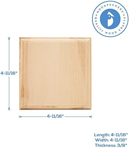 Unfinished Wooden Coasters 4.7", Pack of 12 Wood Squares for Crafts Mini Wood Blanks DIY Coasters Square Wood Pieces, by Woodpeckers