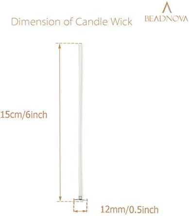 BEADNOVA Candle Wicks 6 Inch 150pcs Large Cotton String for Candle Making DIY