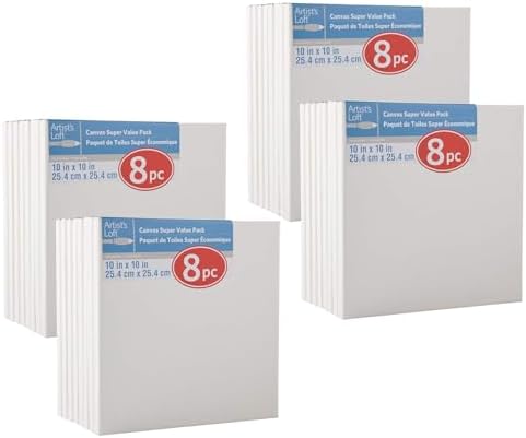 Artist's Loft 10" x 10" Super Value Canvas, 4 Packs: 8 ct. (32 Total)