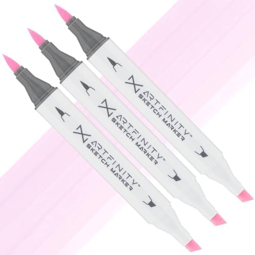Artfinity Sketch Markers - Set of 3 - Water Lily RV3-0, Vibrant, Professional, Dye-Based Alcohol Markers for Artists, Drawing, Travel, & More
