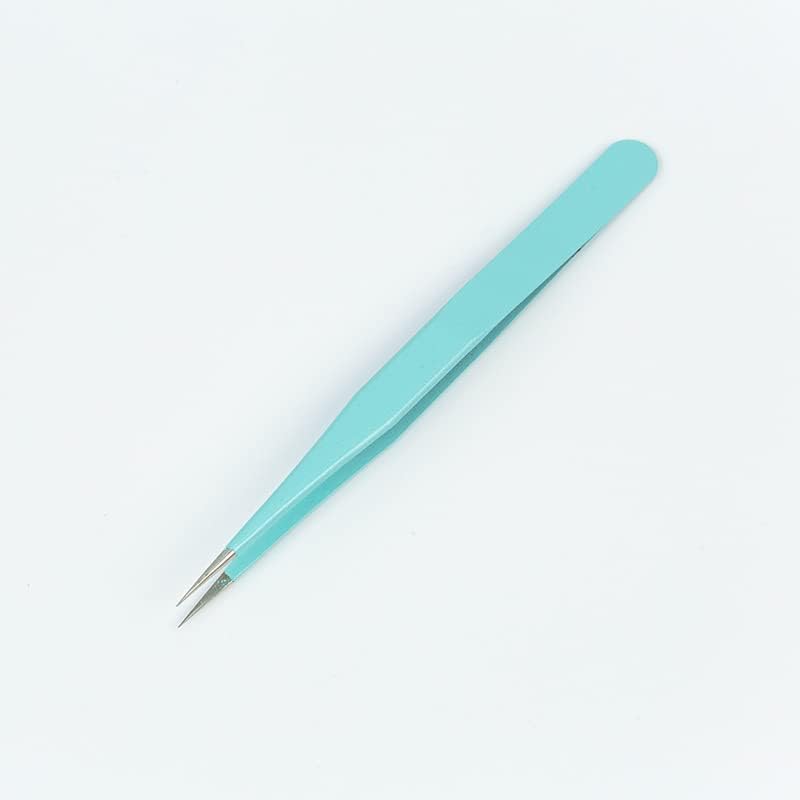 MAXLEAF 2pcs Stainless Tweezers Straight Curved Tweezers for Stickers Eyelash Extensions Precision Electronics Nail Rhinestone Jewelry, Scrapbooking Tools (Green)