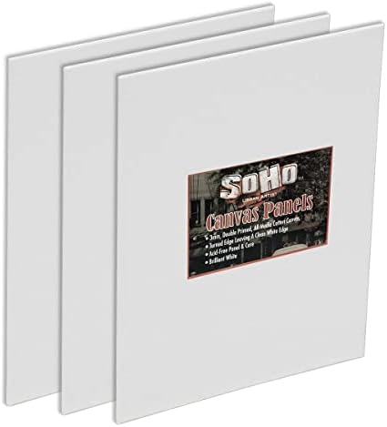 SoHo Artist Cotton Canvas All Media Panels - 6x12-3 Pack of Double Primed Cotton Acid-Free Panels Bonded Canvases for Paintings, Artwork and More