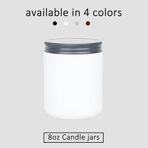 MILIVIXAY 12 Pack 8 OZ Thick Glass Frosted White Candle Jars with All Black Metal Lids-Bulk Empty Candle Jars for Making Candles-Canning Jar for Spice, Liquid, Sample- Dishwasher Safe.