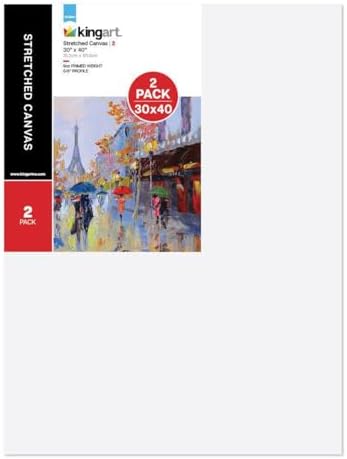 KINGART 814-2 Stretched White Canvas for Painting, 30 x 40 Inch, Pack of 2
