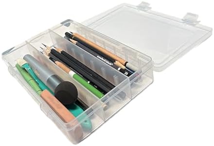 4-Pack Clear Plastic Artist's Art Supply Storage Sketching Pencil Case, Large Capacity Charcoal Pencil Organizer Box with Compartments for Sketching and Drawing Tools.