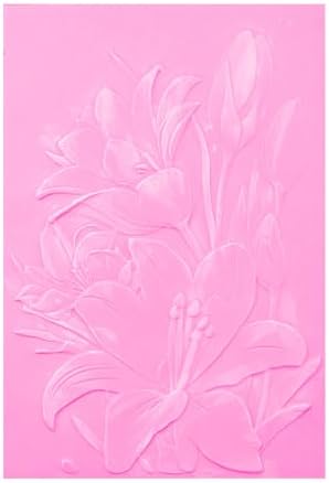 3D Embossing Folder for Card Making Lily Floral Background Plastic Embossing Folder for DIY Scrapbooking Lily Flowers Background Cover Template for Mother's Day Valentine's Day Thanksgiving Day Decor