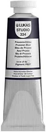Lukas Studio Artist Oil Color Paints - High-pigment oil paint made with natural binder for artist, painting, & more! - [Prussian Blue - 37 mL]