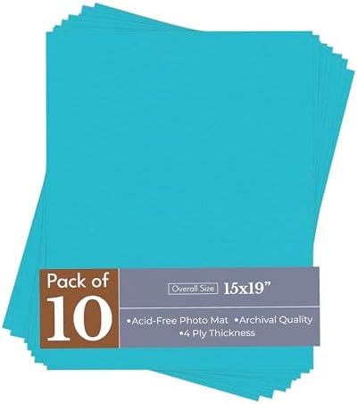 Aquamarine Blue 15x19 Uncut Premium Mat Board - No Opening - 10 Mats