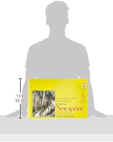 Strathmore 300 Series Tape Bound Newsprint Pad, 32 lb. Rough Paper, 12 X 18 inches, 50 Sheets (307-812)